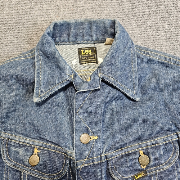 VTG 70s Lee Riders Blue Denim Jean Jacket Womens Cropped S USA RARE Sanforized - Picture 3 of 14